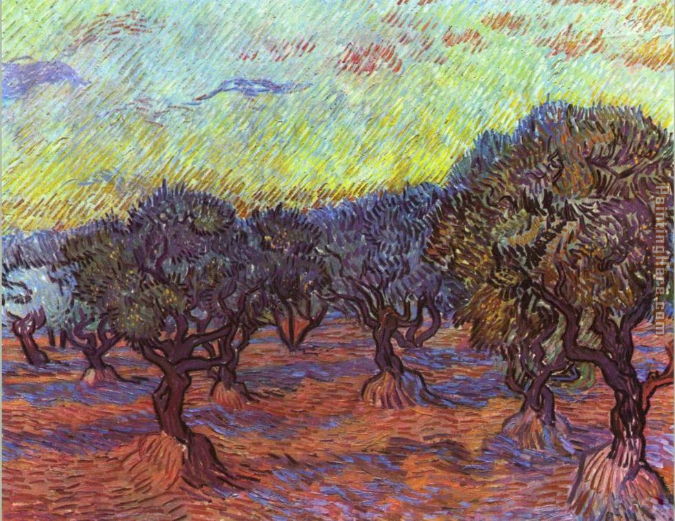 Olive grove painting - Vincent van Gogh Olive grove art painting